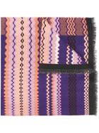 Missoni Zig-zag Pattern Scarf, Women's, Pink/purple, Wool/silk