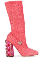 Dolce & Gabbana Jewel Heel Boots - Pink