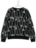 Moschino Kids Teen Safety Pin Print Sweatshirt - Black