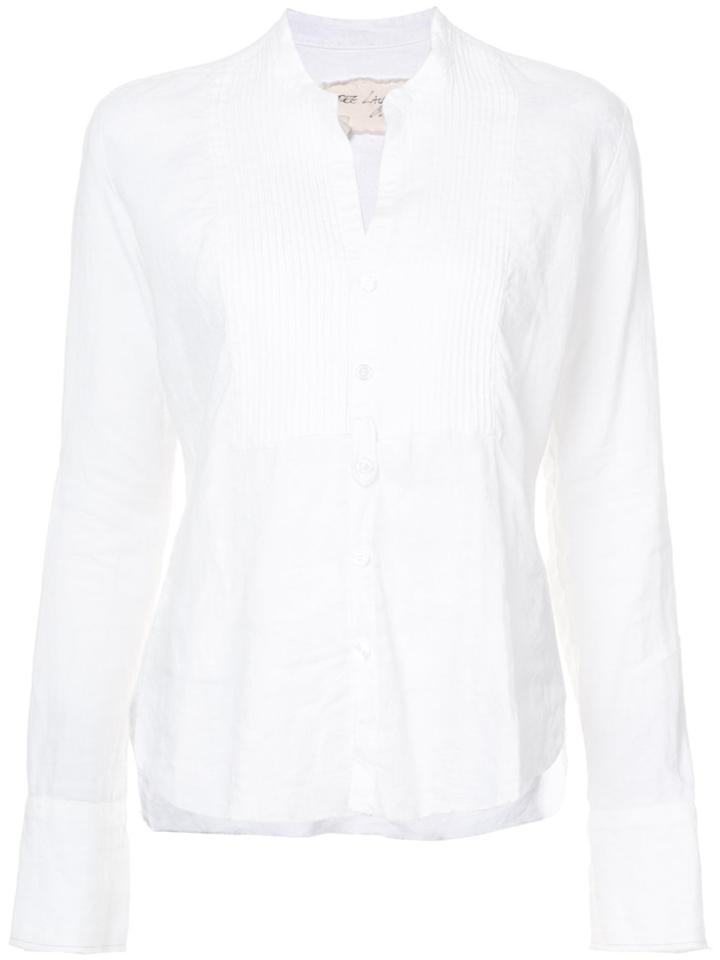 Greg Lauren Pleated Bib Shirt - White