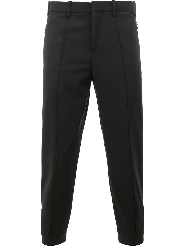 Neil Barrett Cropped Trousers, Men's, Size: 46, Black, Cotton/polyester/virgin Wool