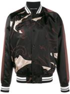 Valentino Panther Print Bomber Jacket, Men's, Size: 46, Black, Viscose/cotton/polyester