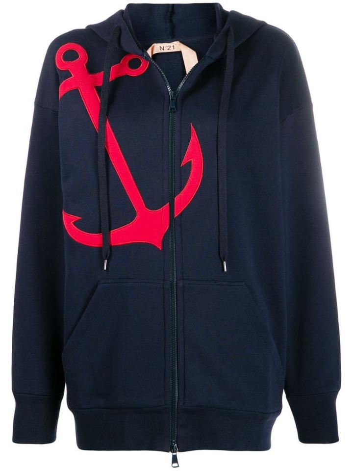 Nº21 Anchor Appliqué Hoodie - Blue