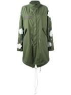 Night Market Floral Embellished Military Coat, Women's, Size: Small, Green, Cotton/nylon/silk