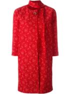 Ermanno Scervino Brooch Lace Coat, Women's, Size: 42, Red, Polyamide/viscose/polyester/spandex/elastane