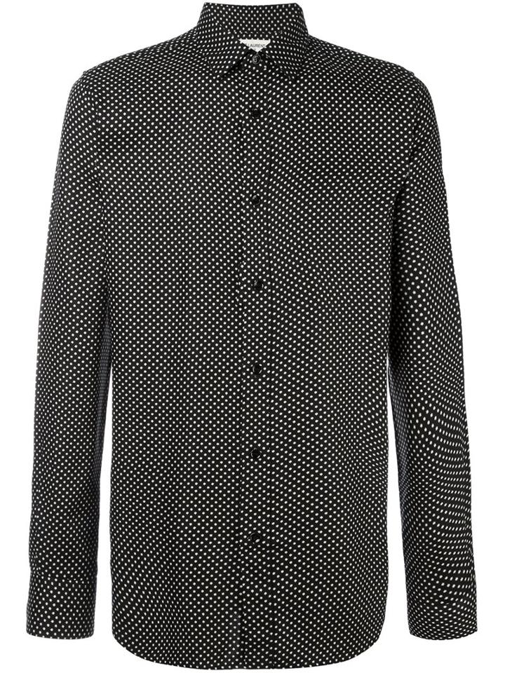 Saint Laurent Snowflake Detail Shirt, Men's, Size: 40, Black, Viscose
