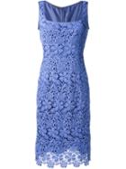Alberta Ferretti Guipure Lace Fitted Dress, Women's, Size: 42, Blue, Cotton/polyester/rayon/acetate