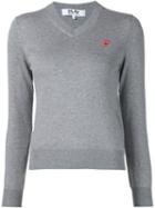 Comme Des Garçons Play Mini Heart V-neck Jumper, Women's, Size: Xs, Grey, Cotton