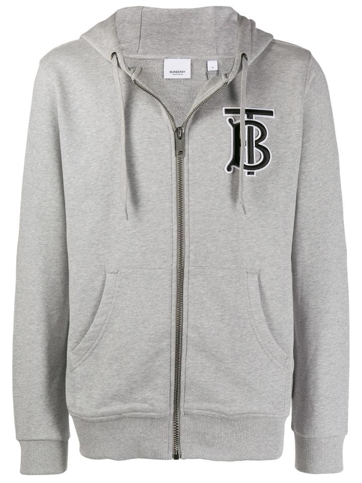 Burberry Monogram Motif Cotton Hooded Top - Grey
