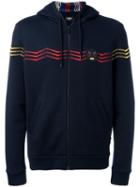 Fendi Zig-zag Embroidered Hoodie, Men's, Size: 50, Blue, Wool/cork/polyester
