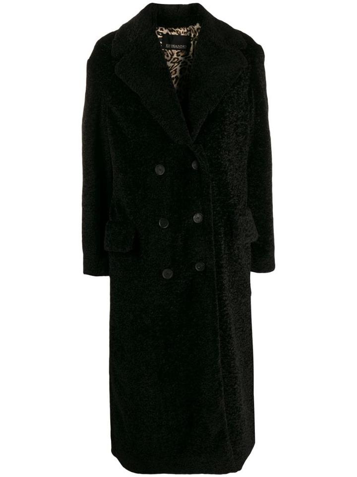 Ermanno Ermanno Textured Furry Coat - Black