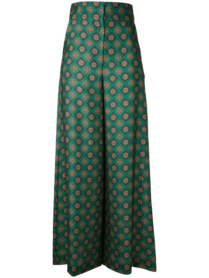 Muller Of Yoshiokubo - Tile Print Trousers - Women - Cotton/lyocell - 38, Grey, Cotton/lyocell