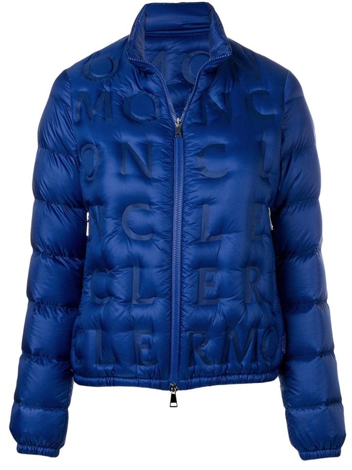 Moncler Embossed Logo Padded Jacket - Blue