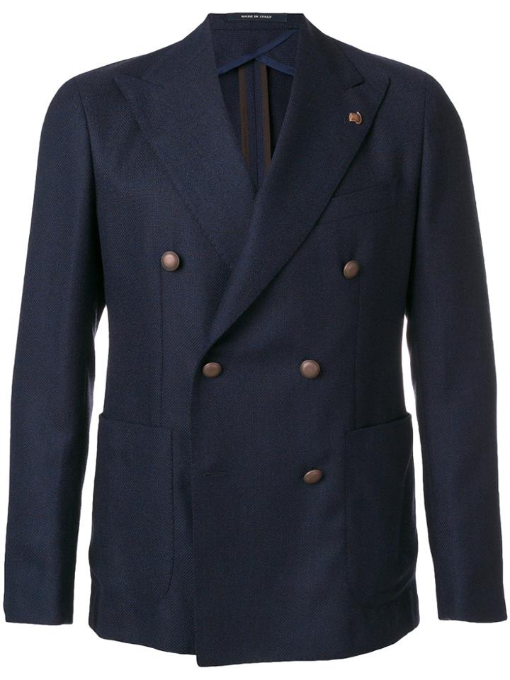 Tagliatore Fitted Double Breasted Blazer - Blue
