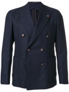 Tagliatore Fitted Double Breasted Blazer - Blue