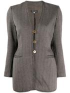 Giorgio Armani Pre-owned 1990's Herringbone Pattern Slim Jacket - Grey