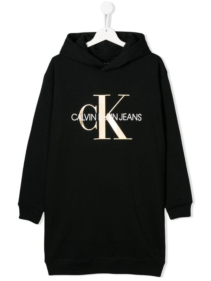 Calvin Klein Kids Teen Logo Print Hoodie - Black