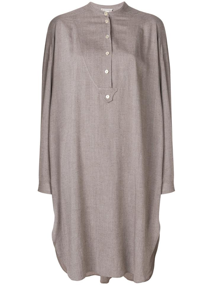 Giorgio Armani Vintage Mandarin-collar Shirt Dress - Grey