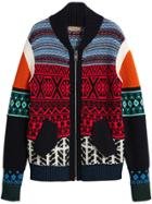Burberry Fair Isle Knitted Bomber Jacket - Red