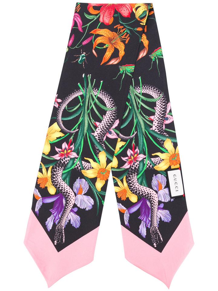 Gucci Flora Snake Neck Bow, Women's, Pink, Silk