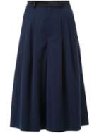 Loveless Contrast Waist Culottes, Women's, Size: 34, Blue, Cupro/polyester/polyurethane/rayon