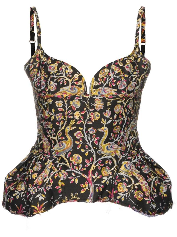 Marques'almeida Floral Brocade Corset Top - Black