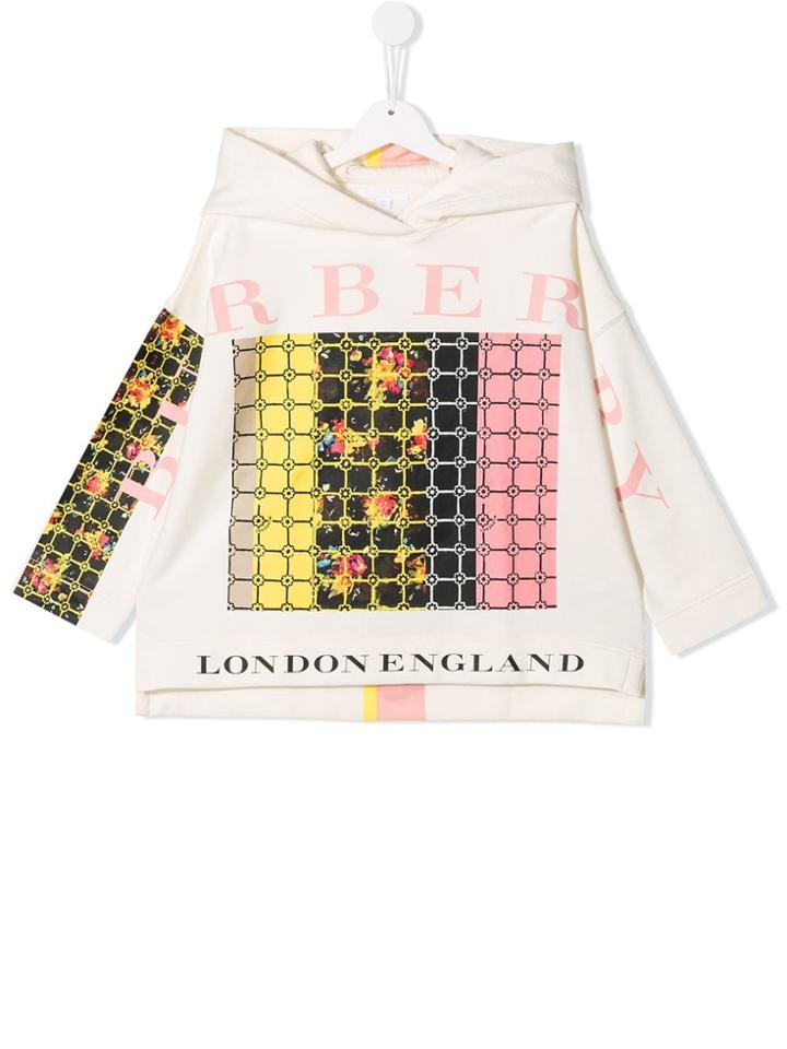 Burberry Kids Teen Graphic Floral Print Hoodie - White