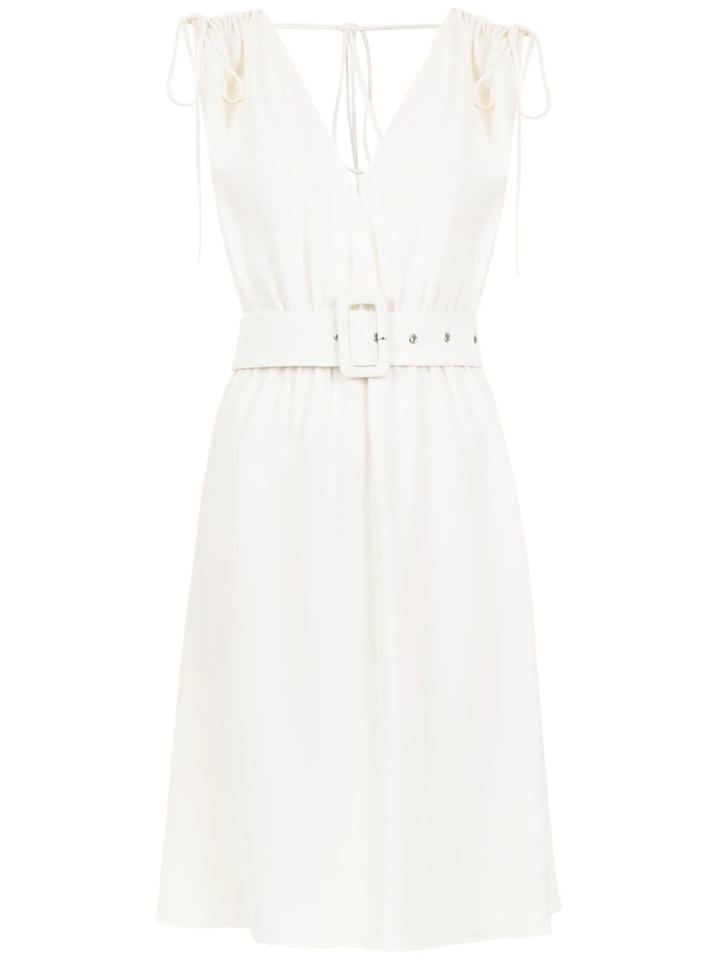 Nk Collection Belted Dress - White