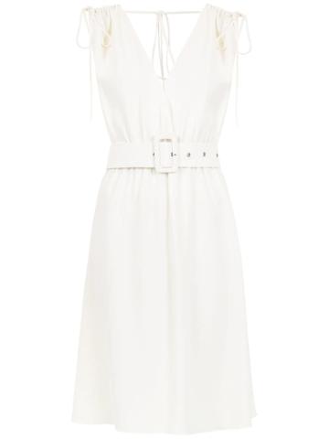 Nk Collection Belted Dress - White