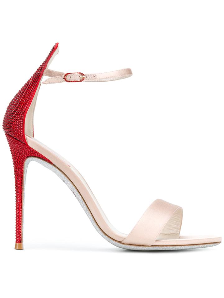 René Caovilla Embellished Heel Sandals - Nude & Neutrals