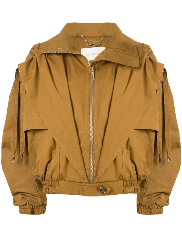 Zimmermann Ruched Bomber Jacket - Brown