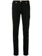 Versace Button-embellished Skinny Jeans - Black