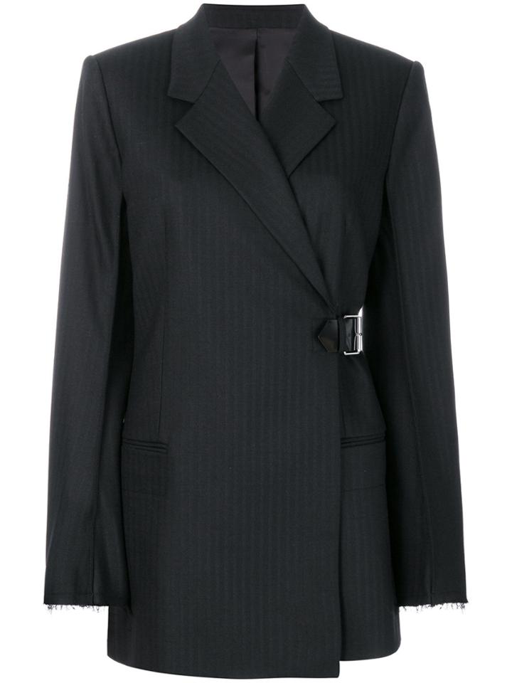 Helmut Lang Pinstripe Belted Blazer - Black