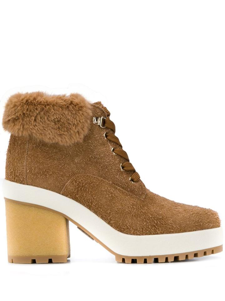 Hogan Faux Fur Ankle Boots - Neutrals