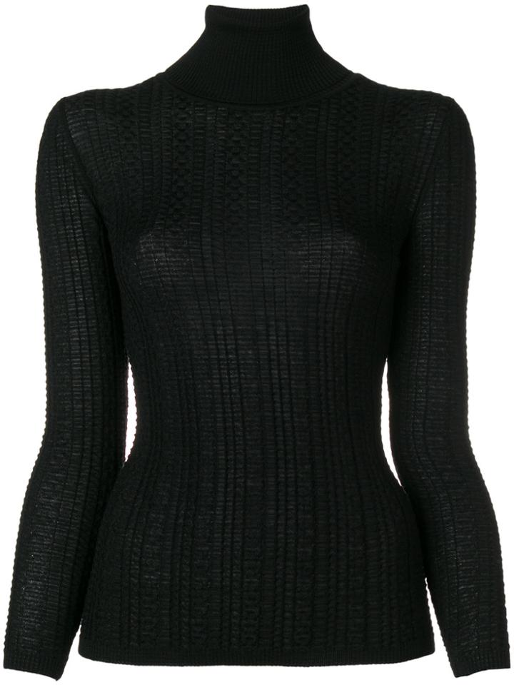 M Missoni Turtle-neck Fitted Top - Black