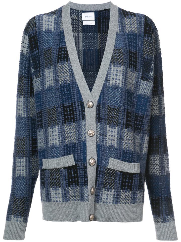 Barrie Checked Oversized Cardigan - Blue