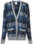 Barrie Checked Oversized Cardigan - Blue