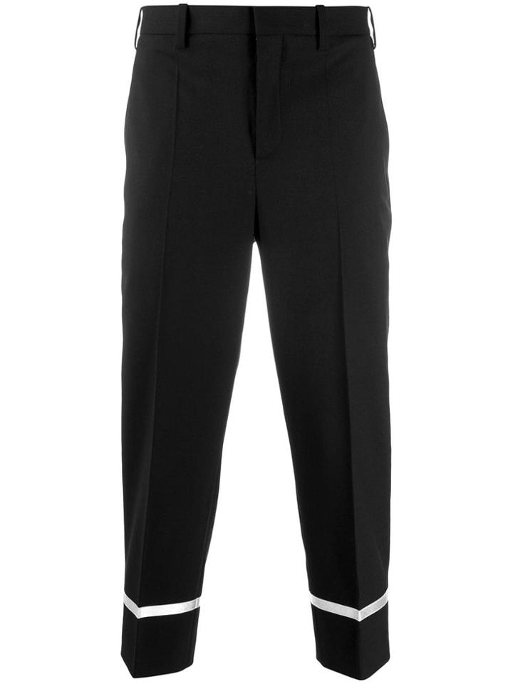 Neil Barrett Cropped Stripe Detail Trousers - Black
