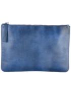 Orciani Zipped Clutch, Men's, Blue, Leather