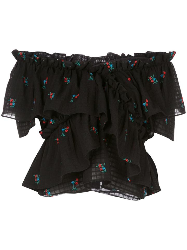 Callipygian Ruffle Bardot Top - Black