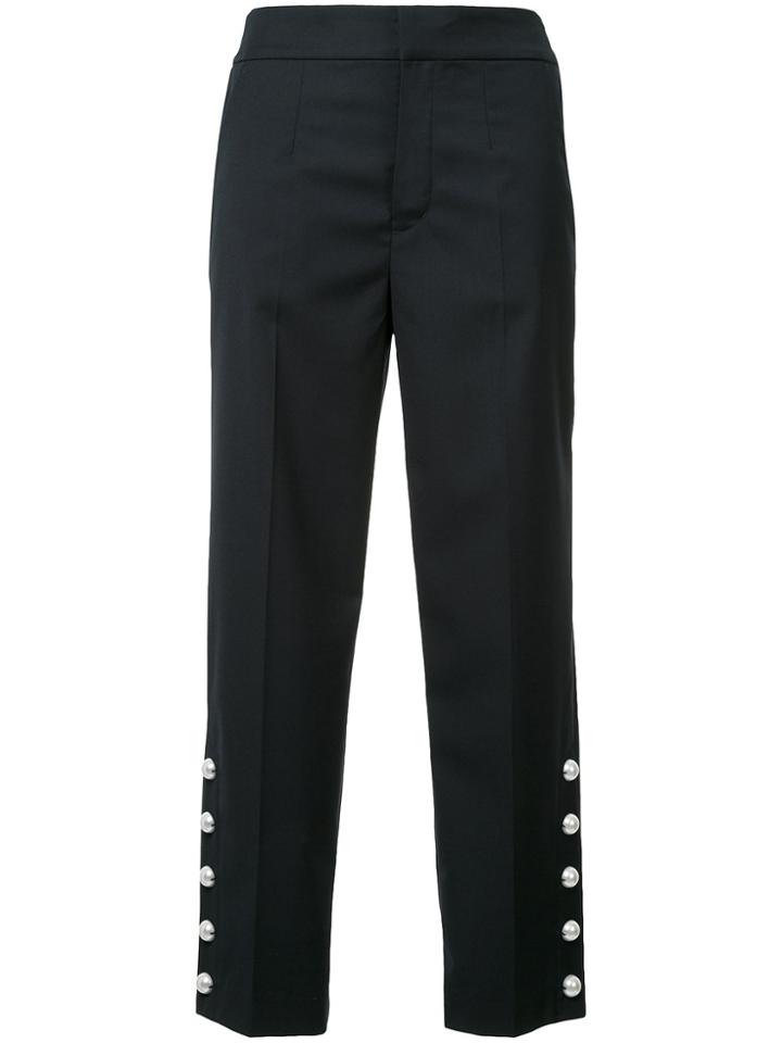 Muveil Pearl Cuff Cropped Trousers - Blue