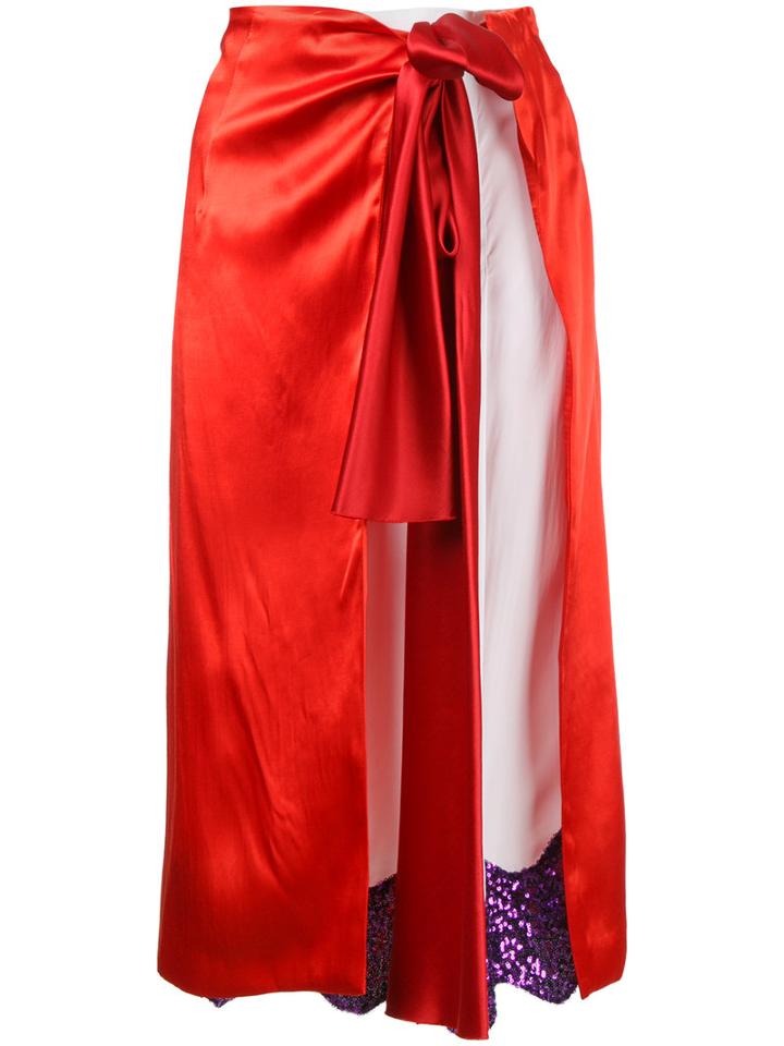Toga Pulla Wrap Skirt, Women's, Size: 36, Red, Acetate/rayon