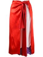 Toga Pulla Wrap Skirt, Women's, Size: 36, Red, Acetate/rayon