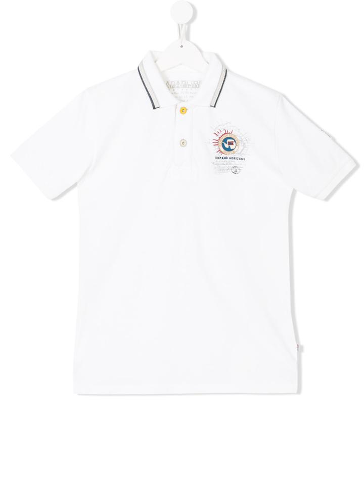 Napapjiri Kids Teen Embroidered Polo Shirt - White