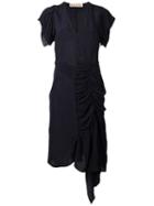 Marni Asymmetric Ruched Dress, Women's, Size: 42, Blue, Viscose