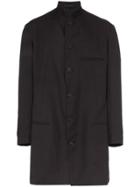 Yohji Yamamoto Female Print Single Breasted Cotton Overcoat - Black