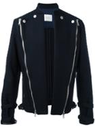 Pierre Balmain Diagonal Zips Open Jacket, Men's, Size: 52, Blue, Cotton