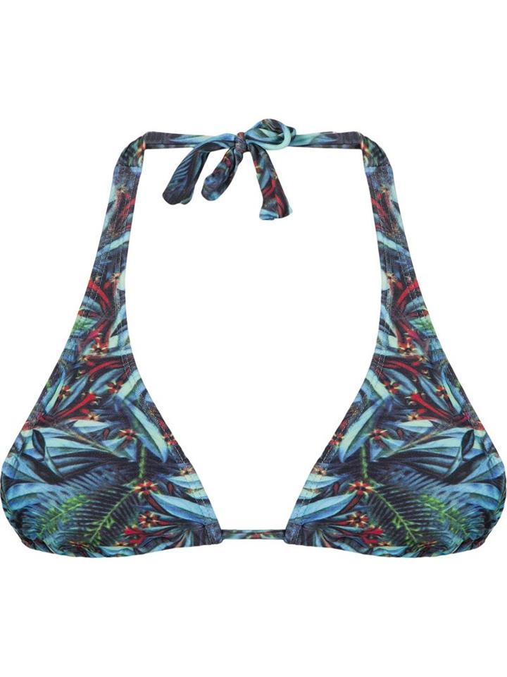 Lygia & Nanny Foliage Print Triangle Bikini Top, Women's, Size: 40, Blue, Polyamide/spandex/elastane