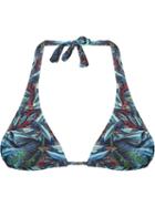 Lygia & Nanny Foliage Print Triangle Bikini Top, Women's, Size: 40, Blue, Polyamide/spandex/elastane
