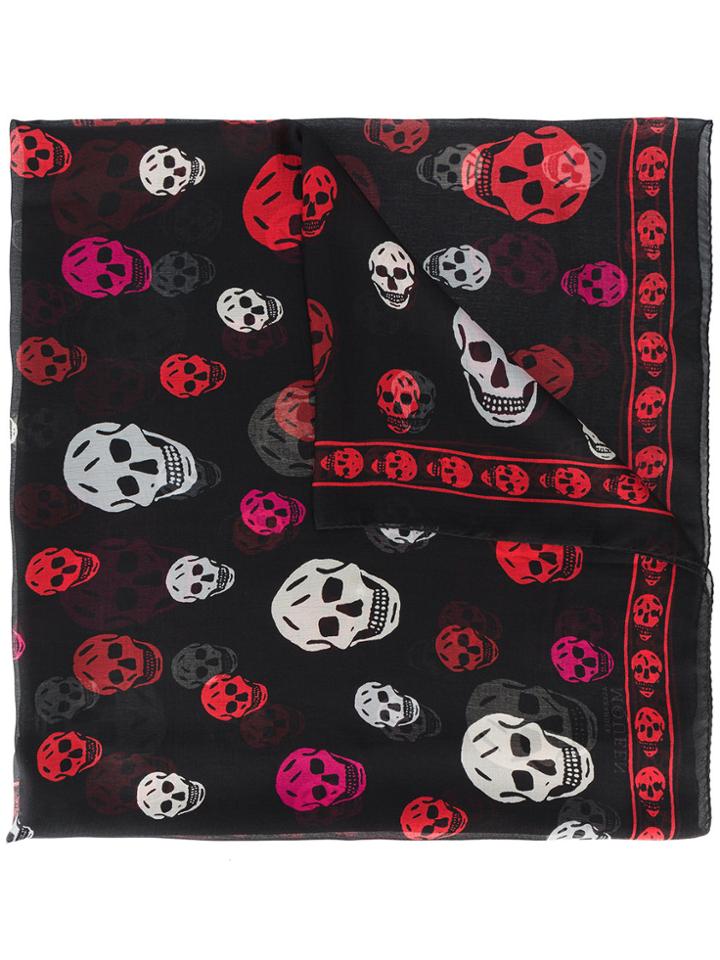 Alexander Mcqueen Classic Silk Chiffon Skull Scarf - Red